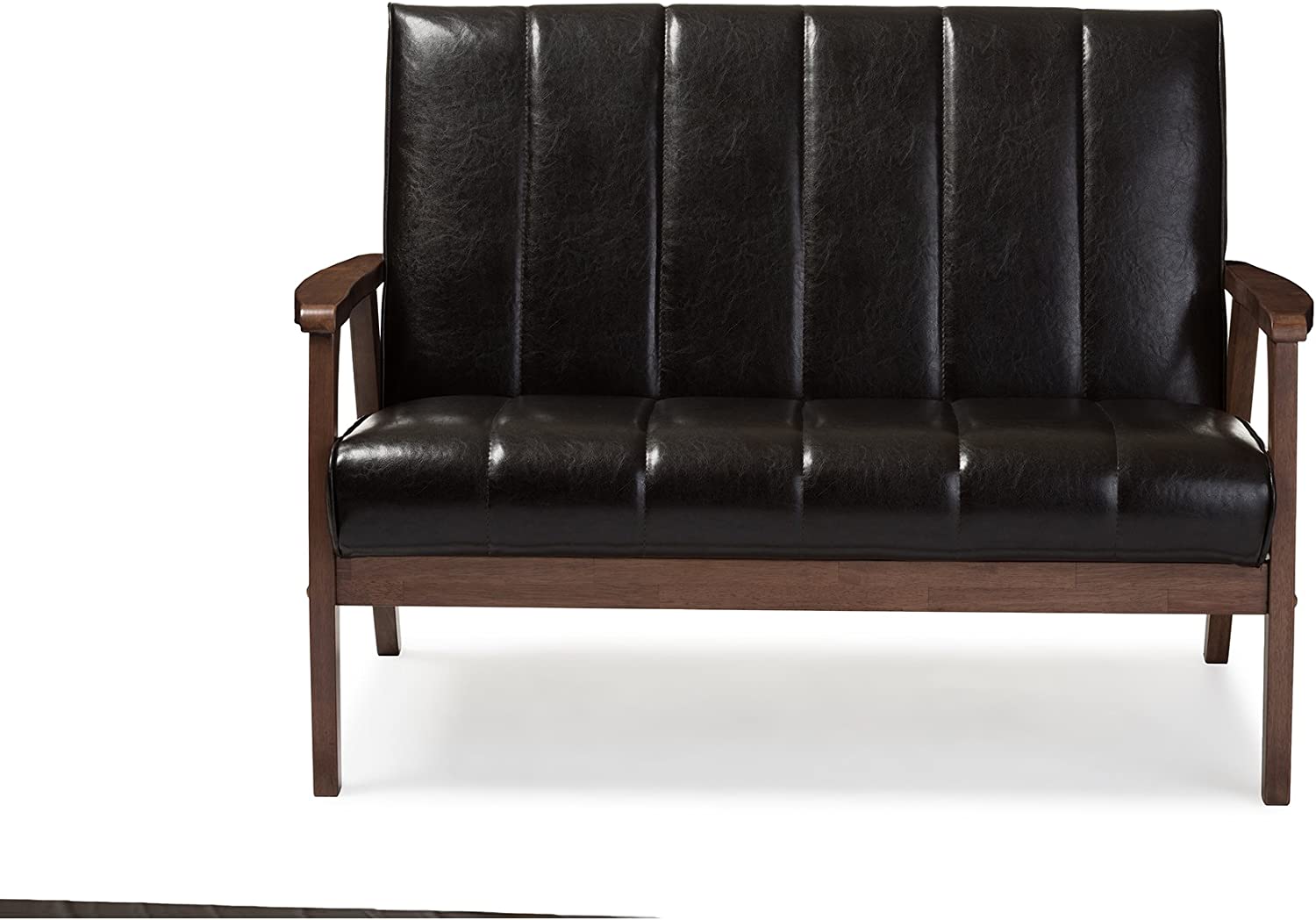 Baxton Studio BBT8011A2-Brown Loveseat Love Seats, 29.45LX44.66WX31.59H, Dark Brown