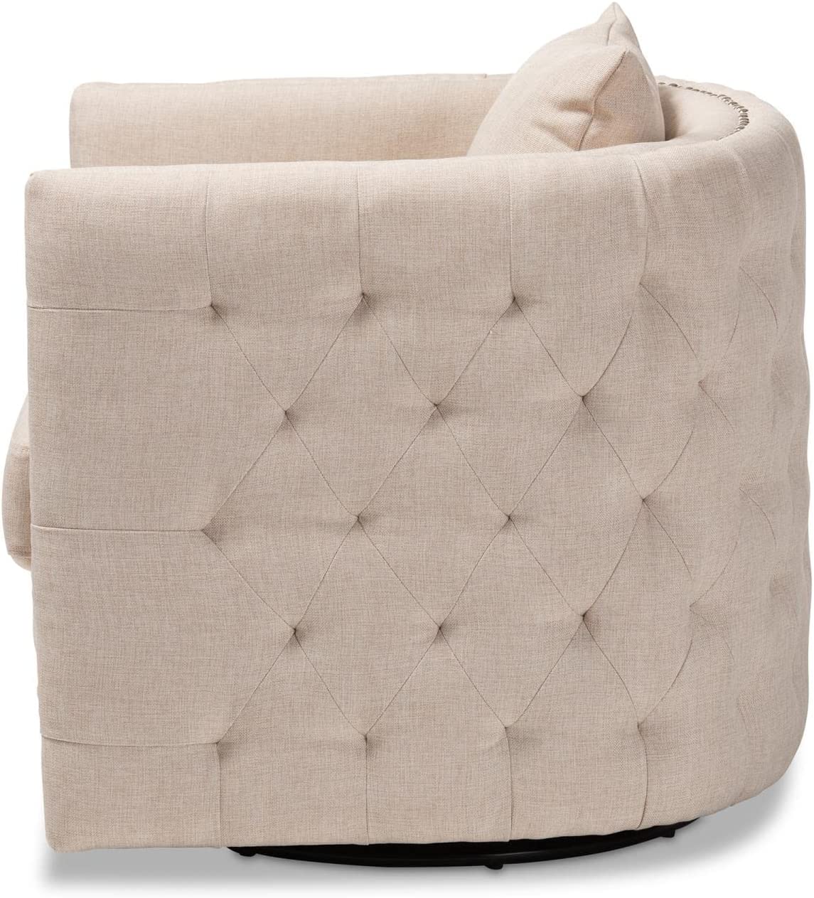 Baxton Studio Micah Modern and Contemporary Beige Fabric Upholstered Tufted Swivel Chair