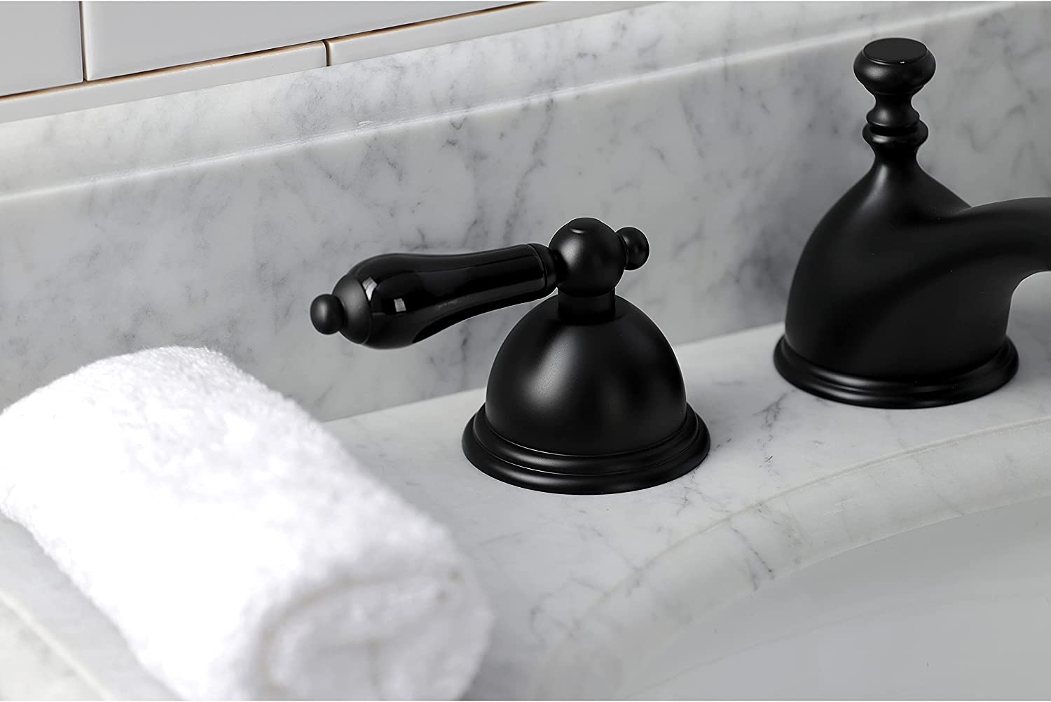 Kingston Brass KS3960PKL Duchess Widespread Bathroom Faucet, Matte Black