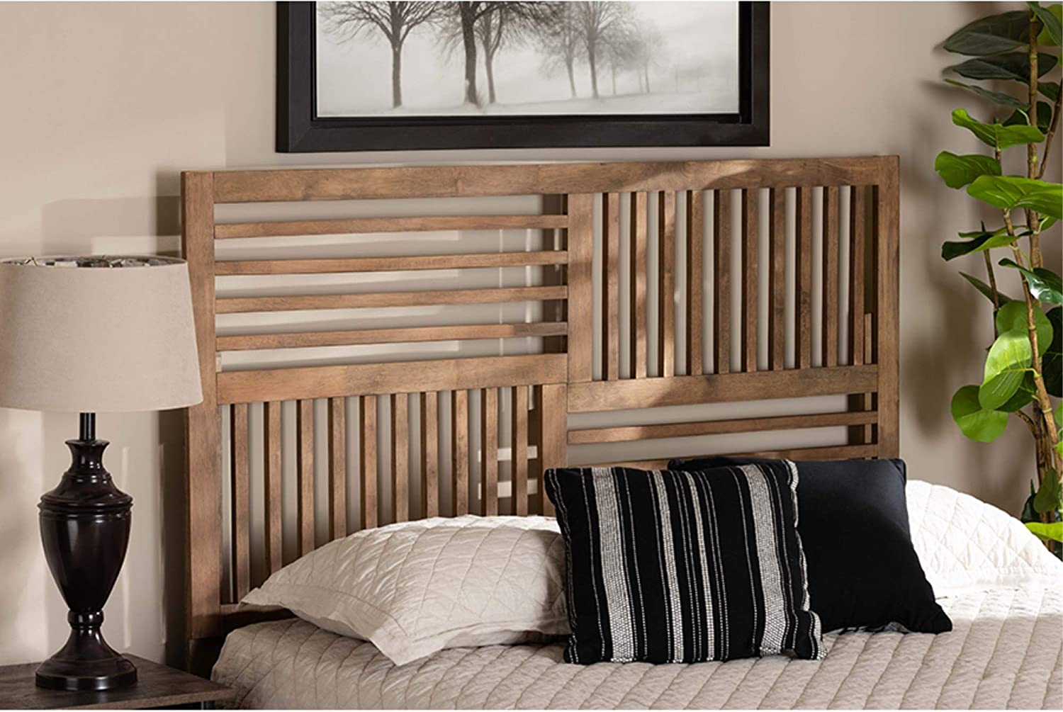 Baxton Studio Adler Modern and Contemporary Transitional Ash Walnut Finished Wood Full Size Headboard