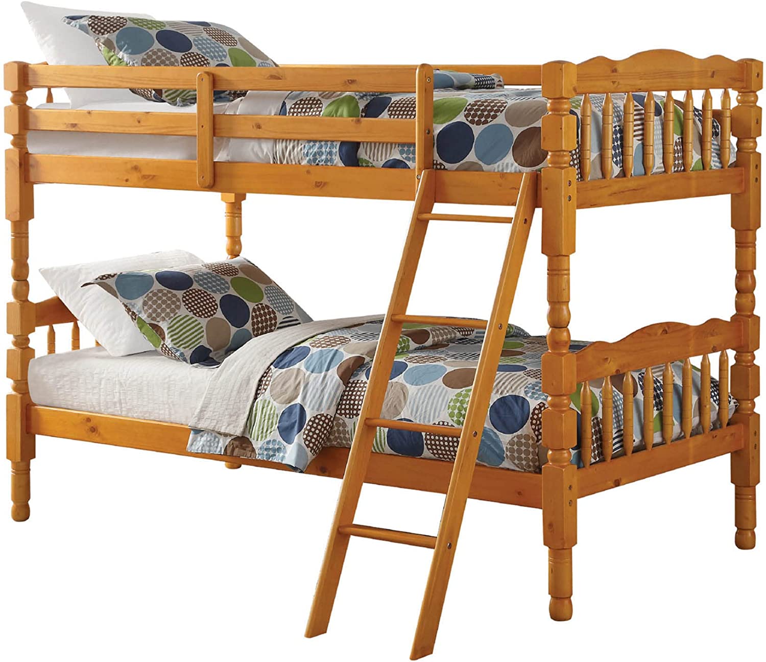 Better Home Products Charlotte Twin Over Twin Solid Wood Bunk Bed in Natural