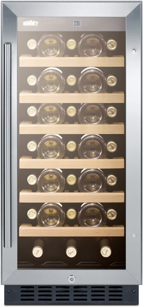 Summit SWC1535B 15&#34; Built-In Undercounter Glass Door Wine Cellar with Lock and Digital Controls, Glass/Black