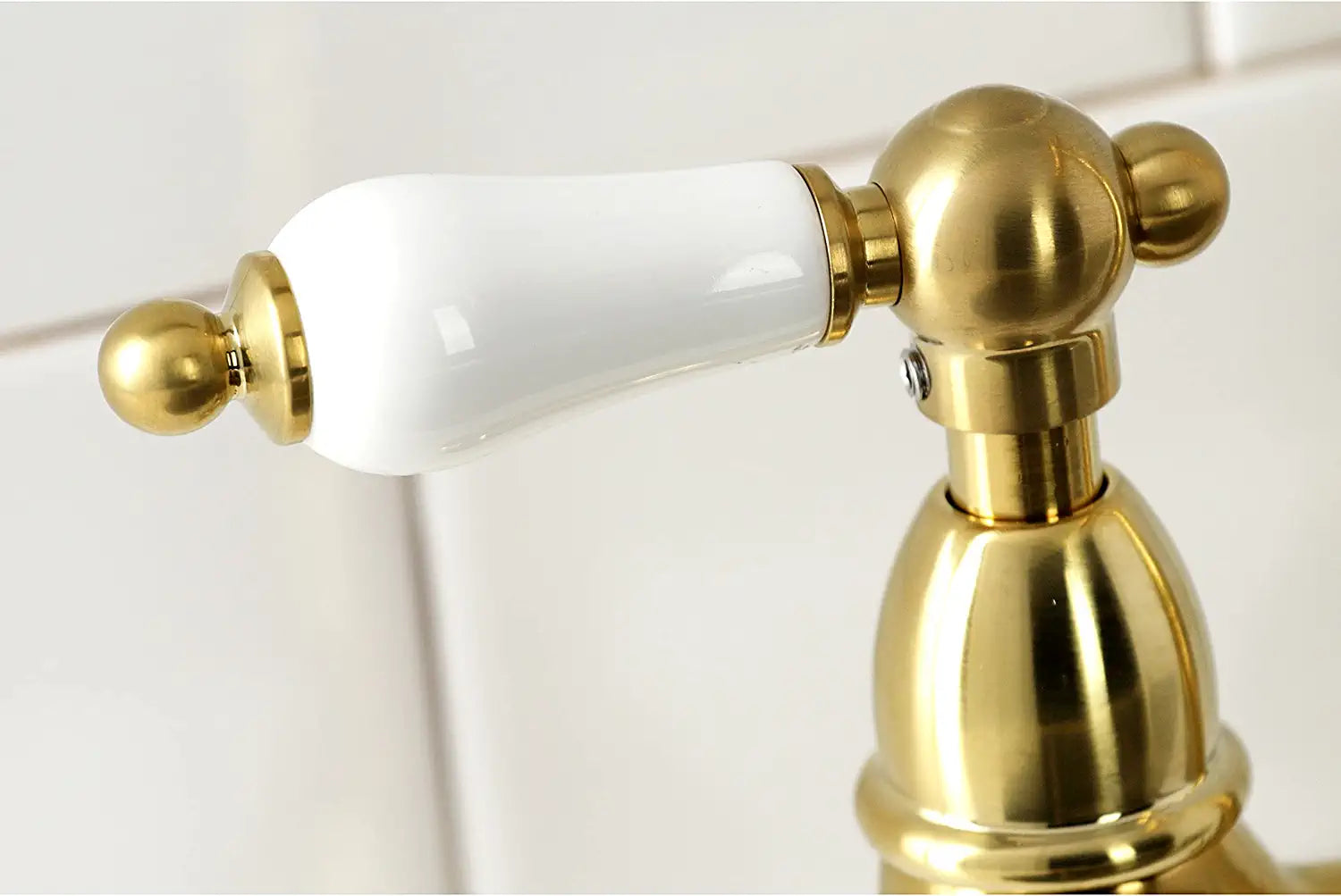 Kingston Brass KS1277PLBS Heritage 8-Inch Center Kit Bridge Faucet with Brass Sprayer, Brushed Brass