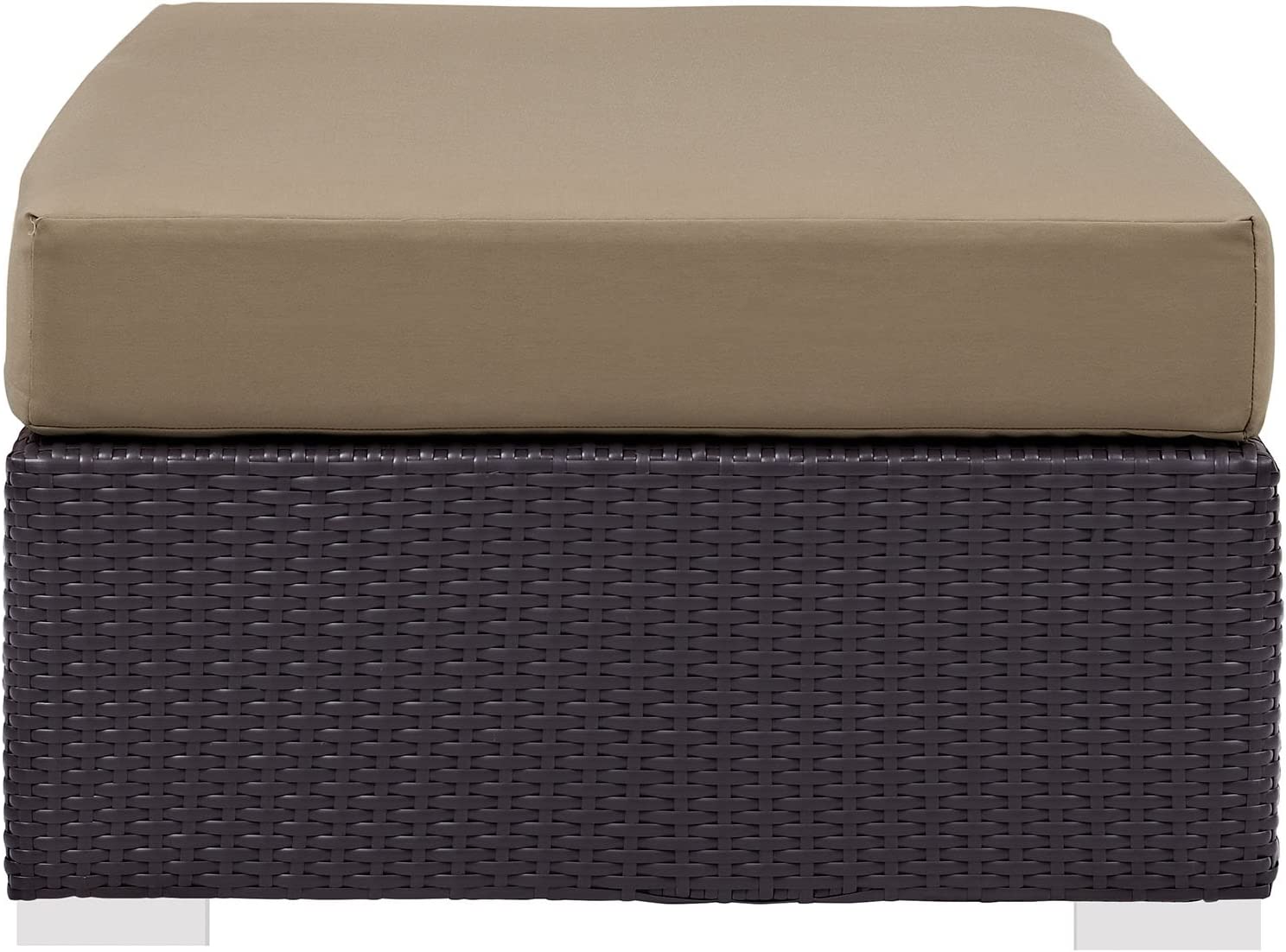 Modway Convene Wicker Rattan Outdoor Patio Rectangle Ottoman in Espresso Mocha