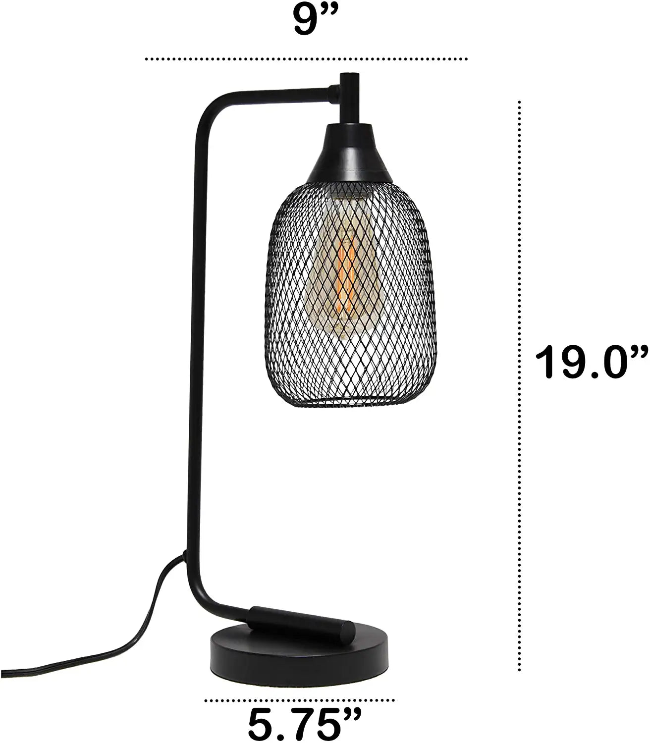 Lalia Home Industrial Office Desk Lamp with Wired Mesh Shade and Matte Black Finish