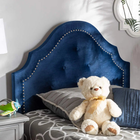 Baxton Studio Cora Modern and Contemporary Royal Blue Velvet Fabric Upholstered Twin Size Headboard