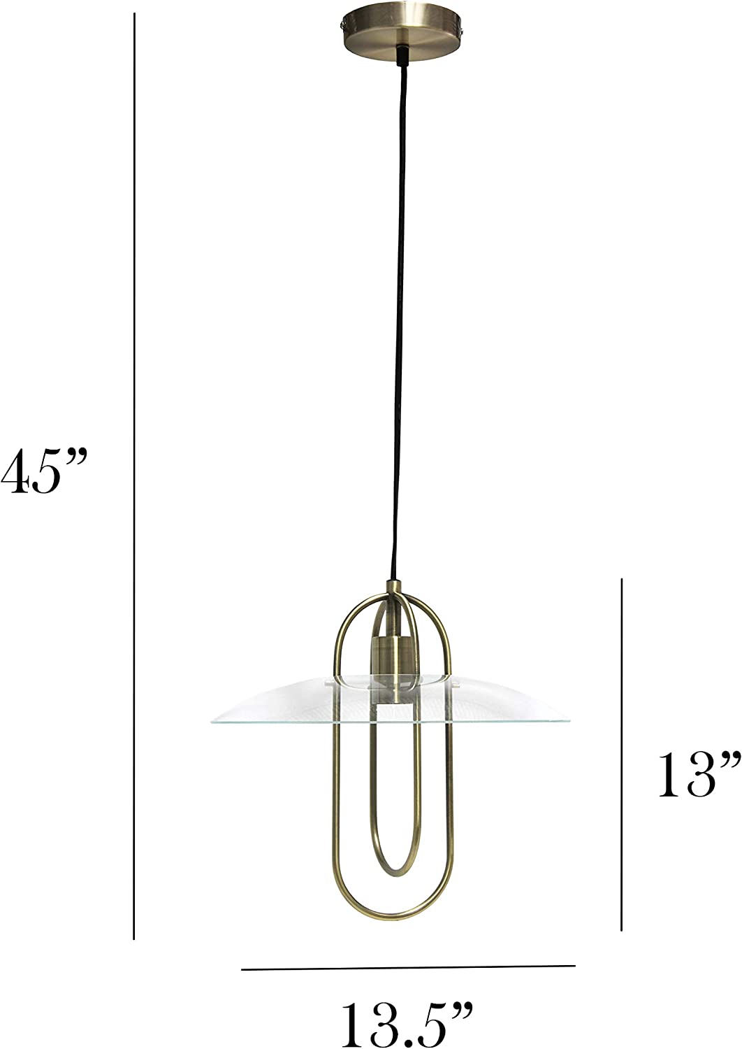 Simple Designs PT1008-ABS 1 Modern Metal Pendant Light, Antique Brass