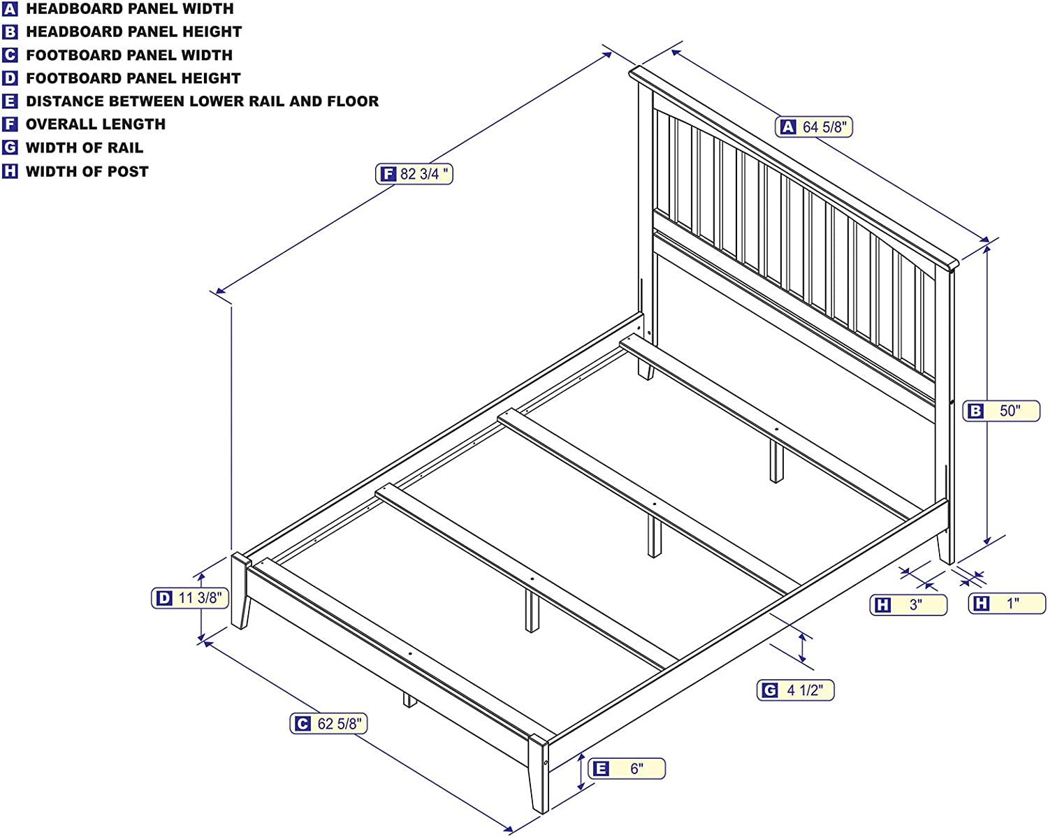 AFI Newport Traditional Bed with Open Footboard and Turbo Charger, Twin XL, Walnut