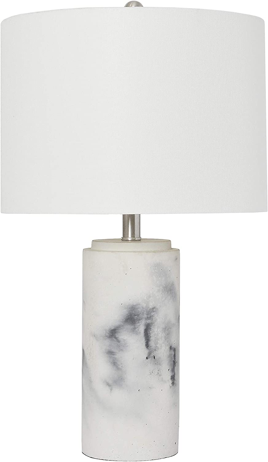 Elegant Designs LT3325-WHT Marble Fabric Shade Table Lamp, White