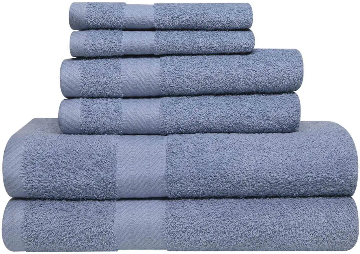 Baltic Linen Ultra 100% Cotton Towels, 2 Bath Towels, 2 Hand Towels, 2 Washcloths, Faded Denim, 6 Piece Set