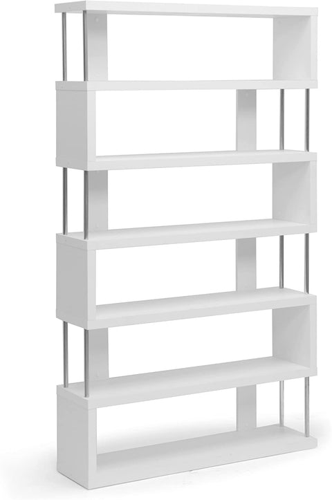 Baxton Studio Barnes 6-Shelf Modern Bookcase, White