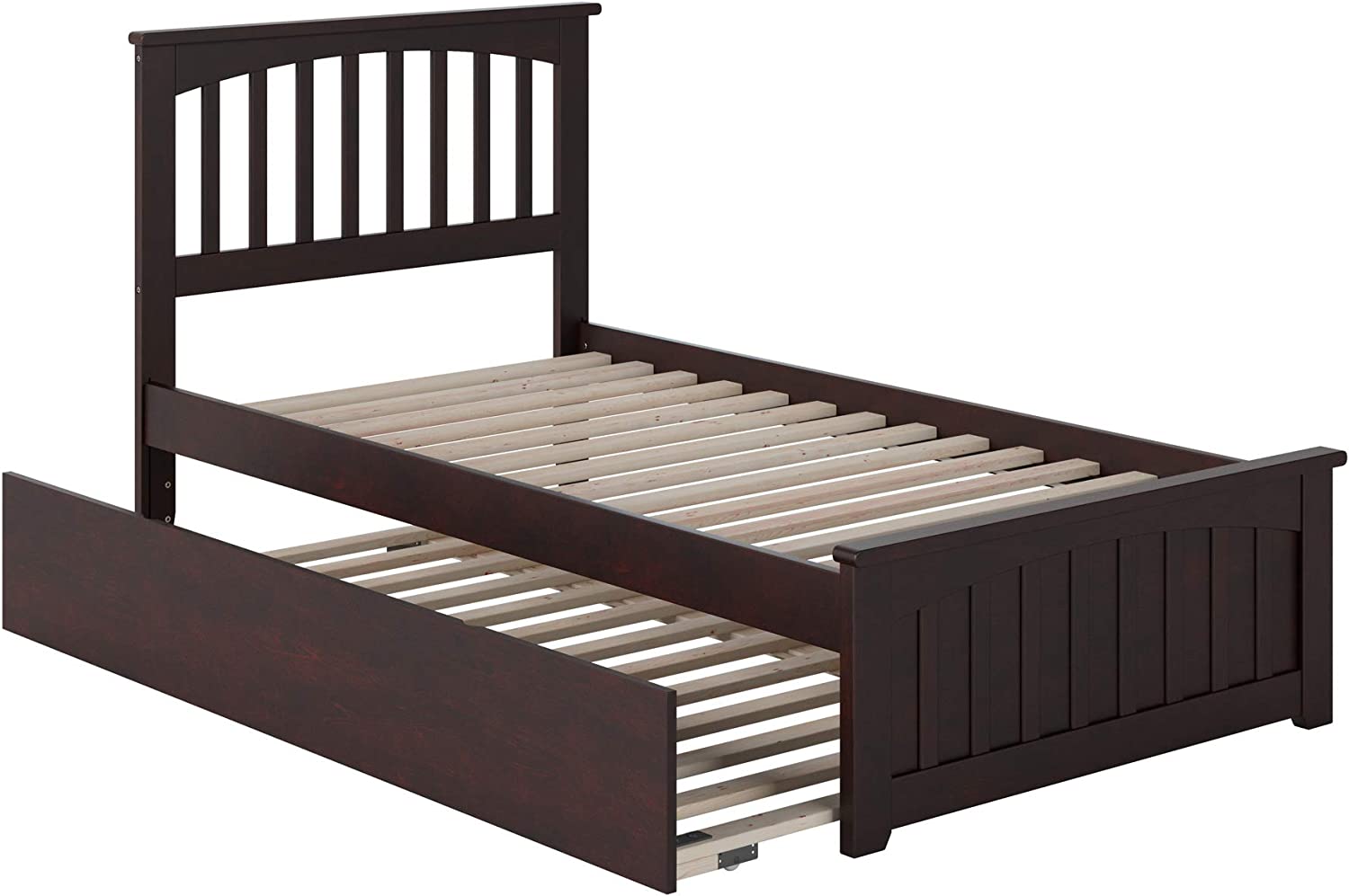 AFI Mission Bed with Matching Footboard and Twin Extra Long Trundle, XL, Espresso