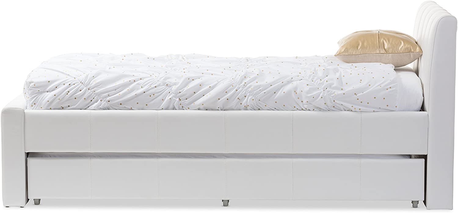 When space is at a premium why not consider investing in one of our uniquely practical guest beds` a twin size bed with a fabulous concealed trundle bed that sits neatly under the main bed` on castors for ease of maneuvering and framed in the same luscio