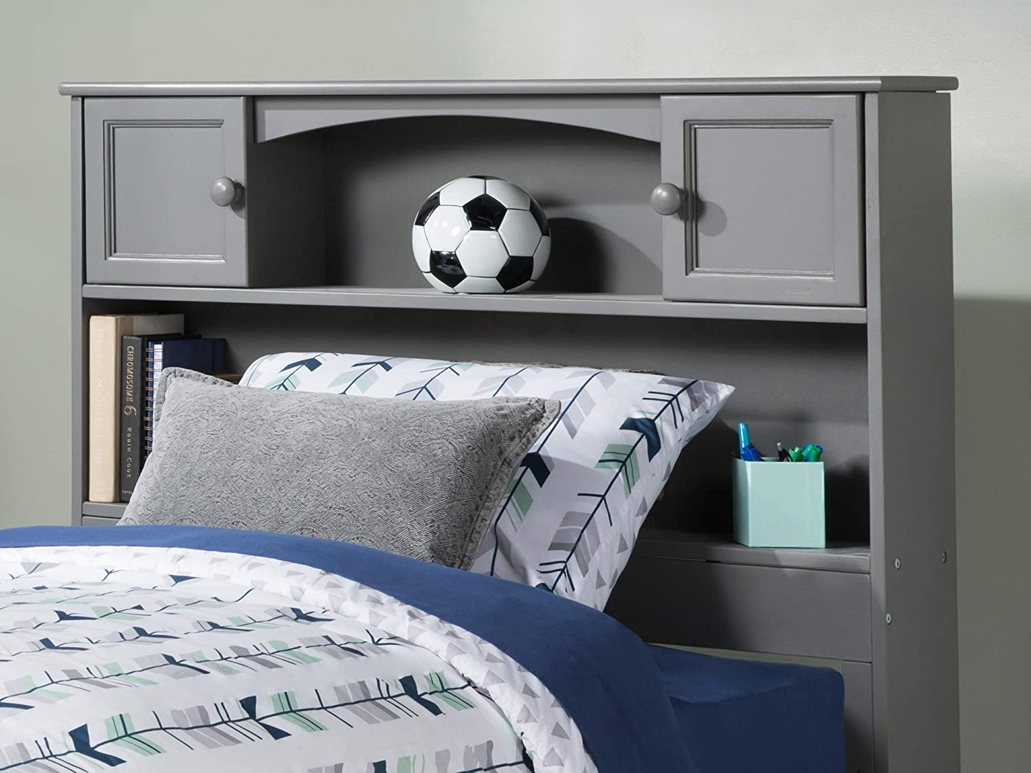 AFI Newport Headboard with Turbo Charger, Twin, Grey