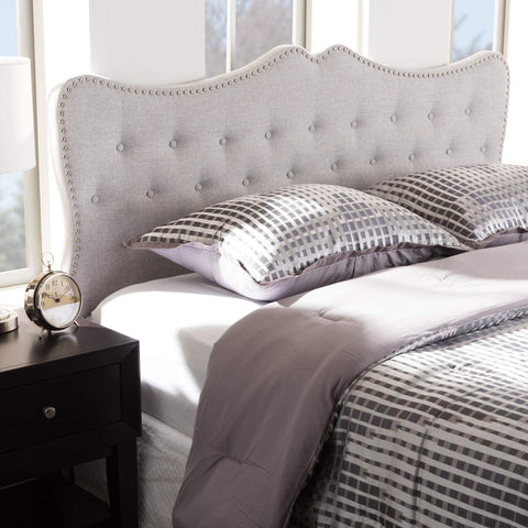 Baxton Studio Emma Modern and Contemporary Greyish Beige Fabric Queen Size Headboard