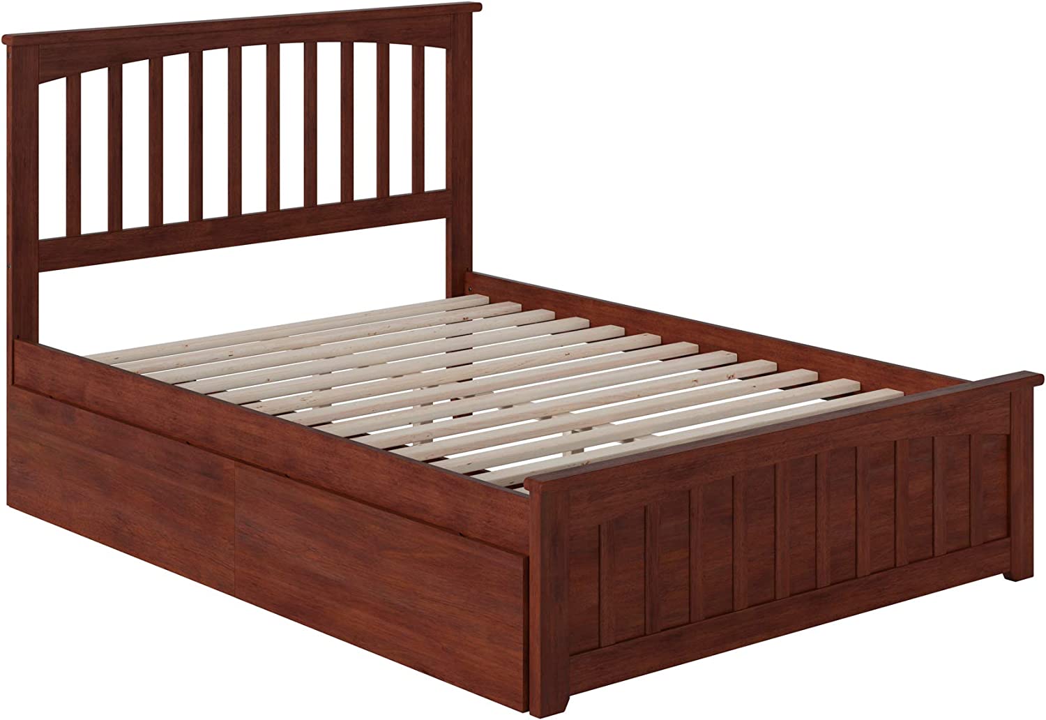 Mission Full Platform Bed with Matching Footboard and Turbo Charger with Urban Bed Drawers in Walnut