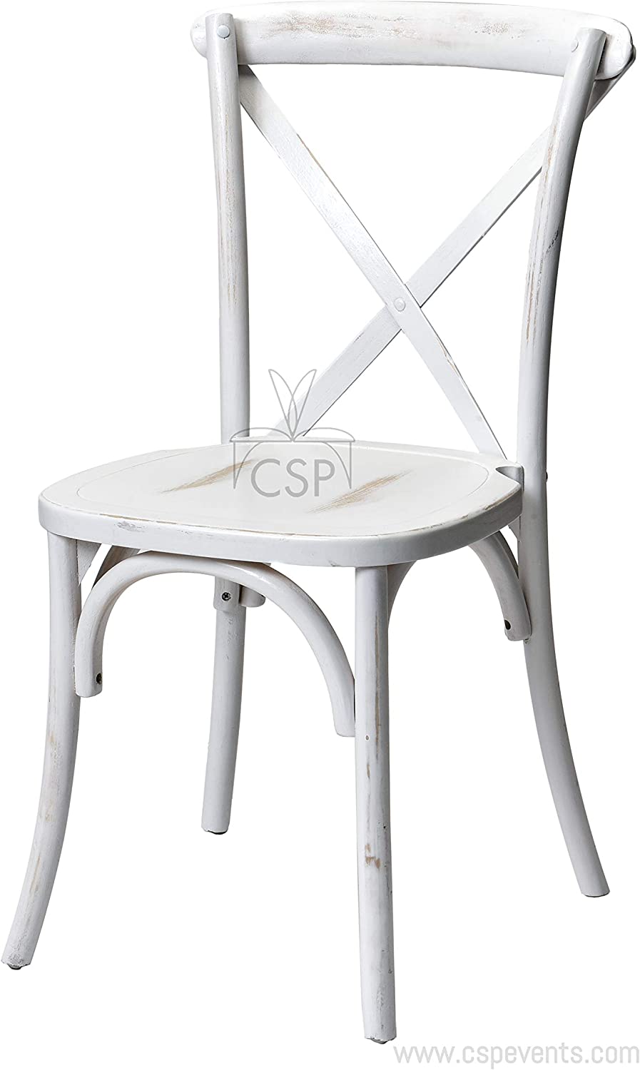 Commercial Seating Products White Wash Crossback Dining Chairs, 1-Pack