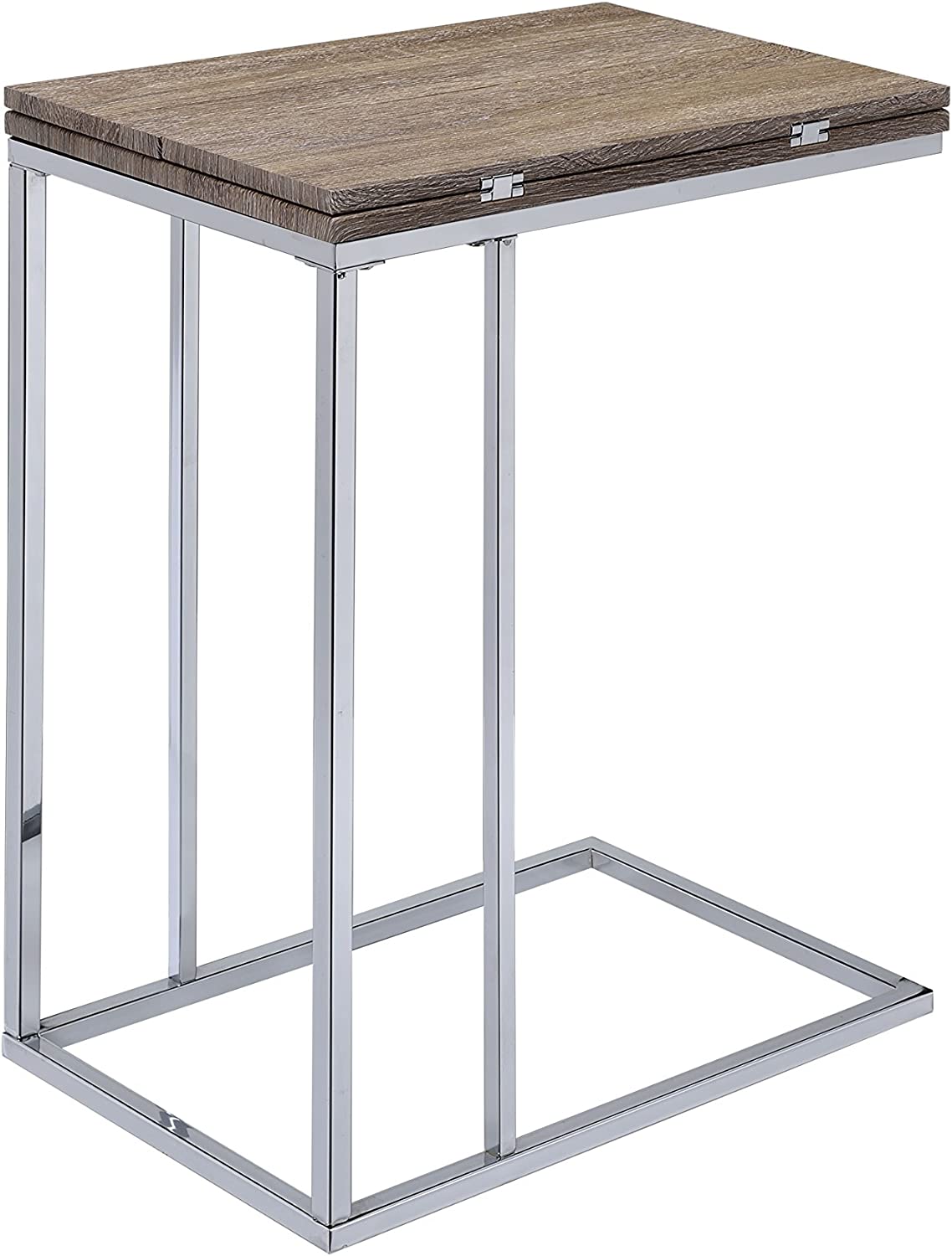 ACME Furniture AC-81849 Side Table, One Size, Gray/Weathered Oak and Chrome