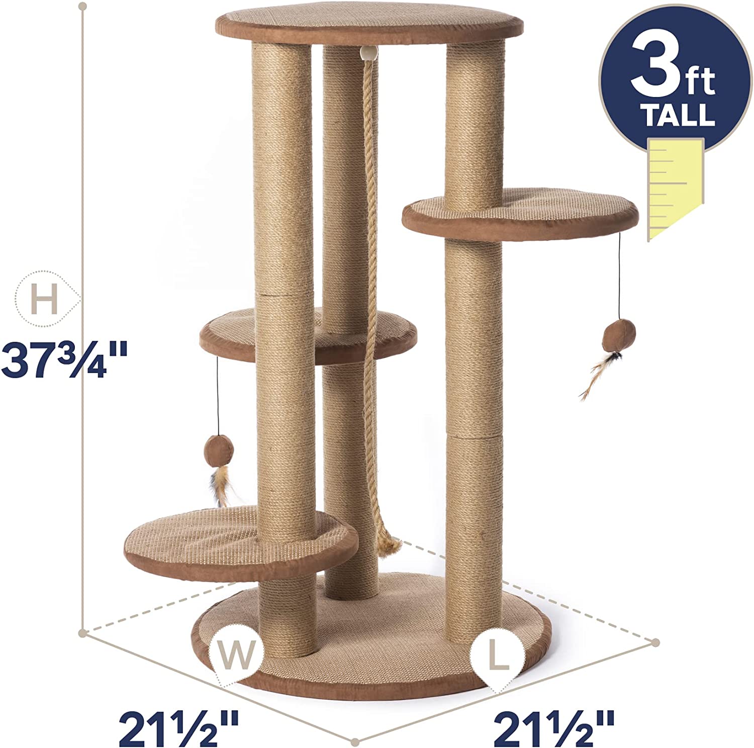 Prevue Pet Products 7150 Kitty Power Paws Multi-Platform Posts with Tassels Cat Scratcher, Natural