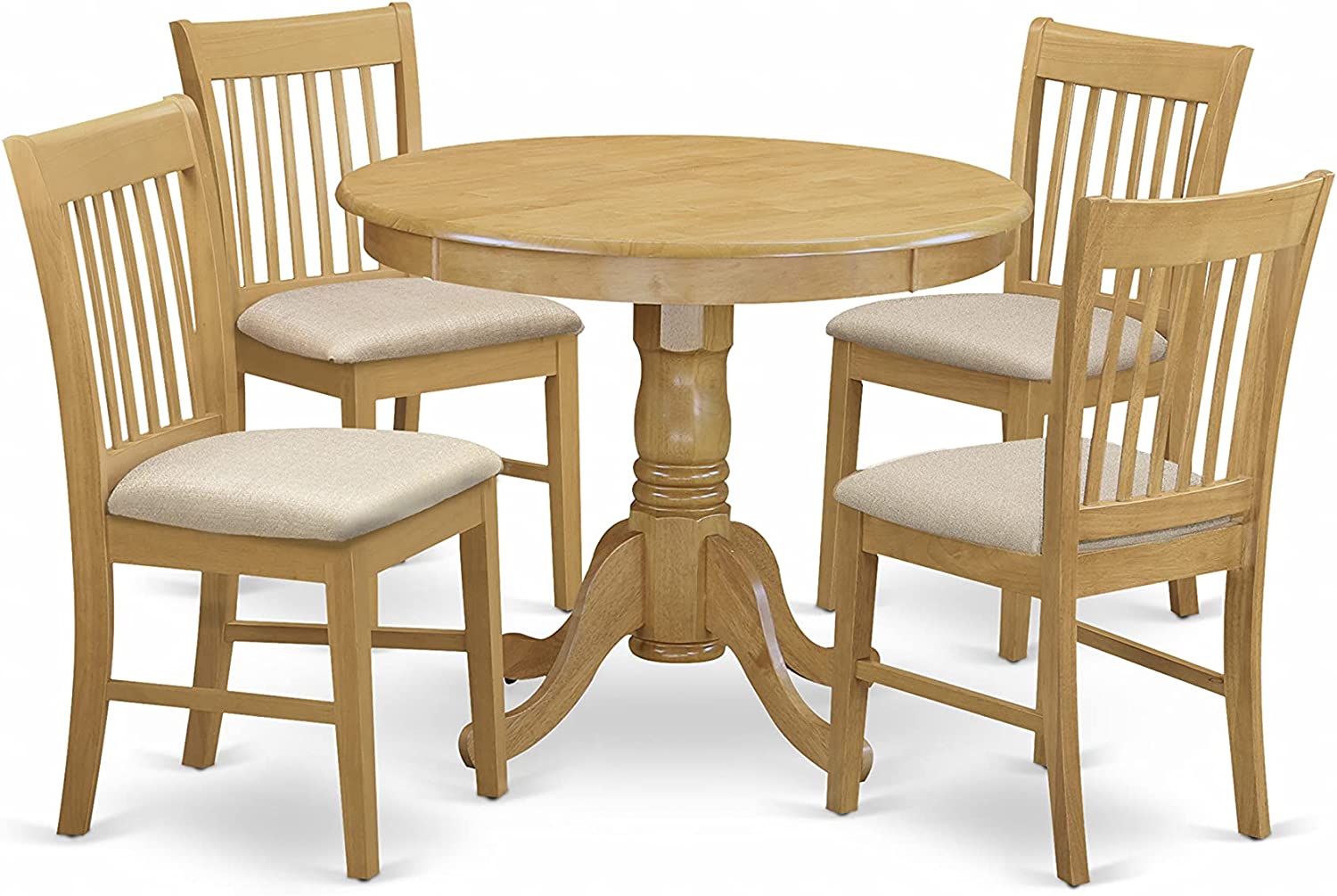 East West Furniture ANNO5-OAK-C Dining Table Set, 5-Piece