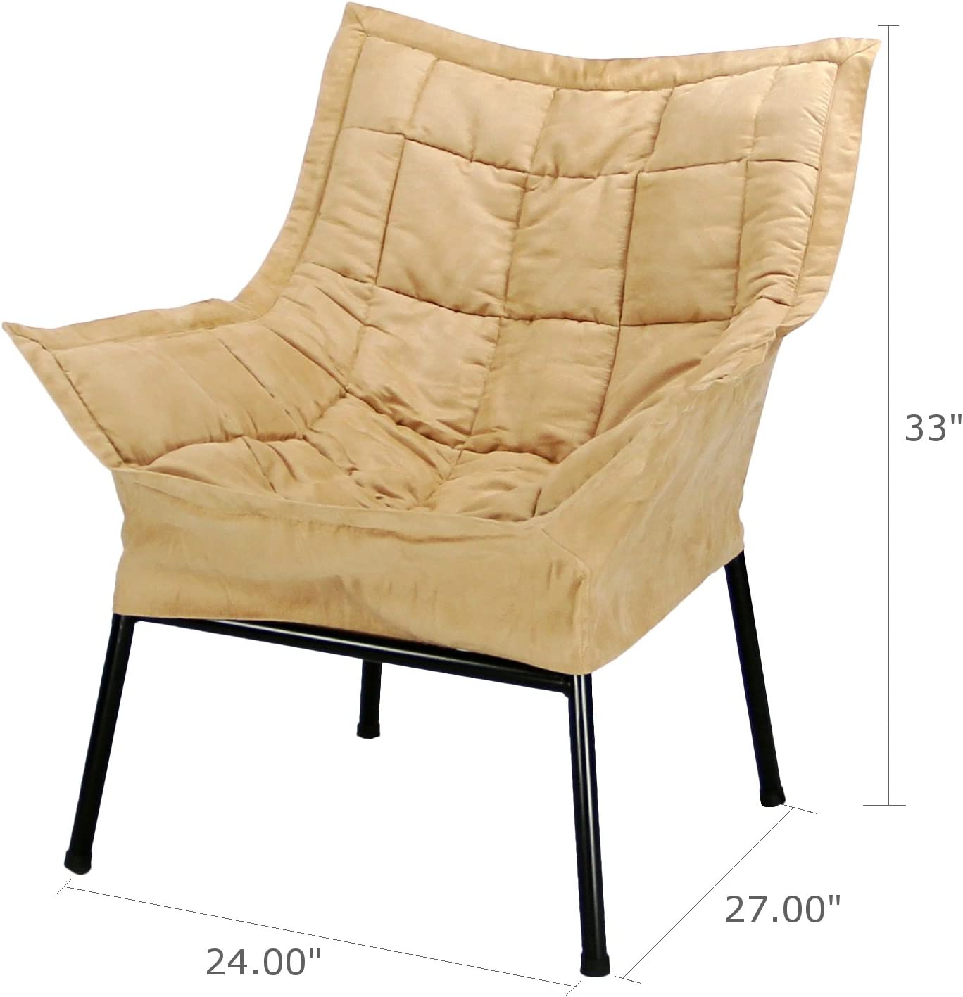 Casual Home Milano Chair with Black Metal Frame and Microsuede Outer Cover, Tan
