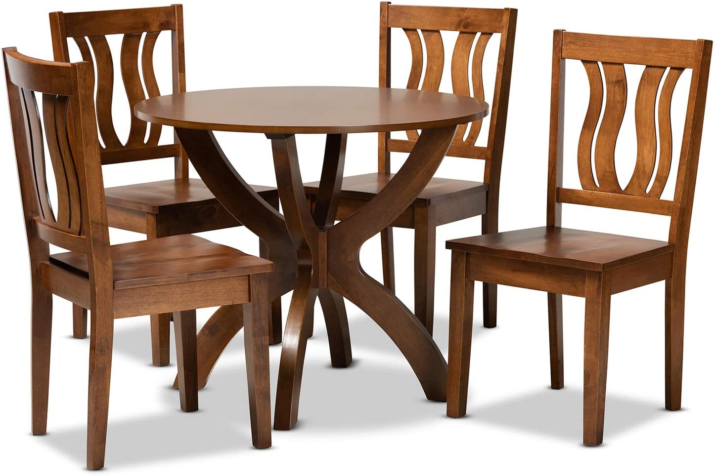 Baxton Studio Karla Modern and Contemporary Transitional Walnut Brown Finished Wood 5-Piece Dining Set