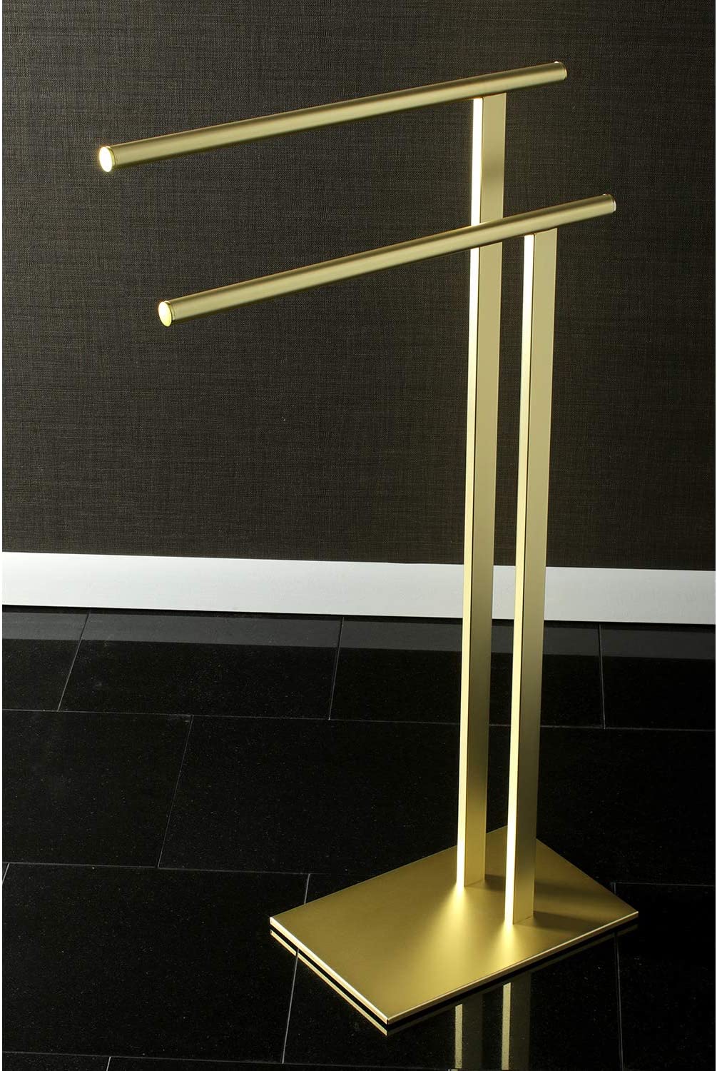 Kingston Brass SCC6037 Freestanding Double Towel Rack, Brushed Brass