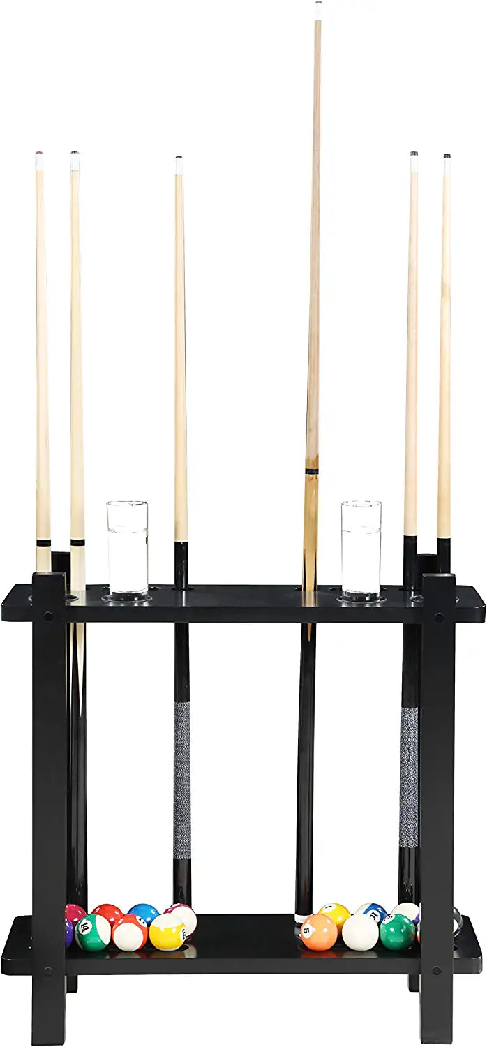 Hathaway Classic Floor Billiard Pool Cue Rack, Finish, 10.25&#34;L x 29&#34;W x 28.25&#34;H, Black