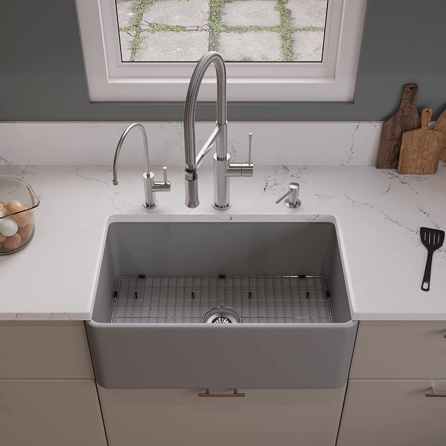 ALFI brand ABF3018-GM Kitchen Sink, Grey Matte