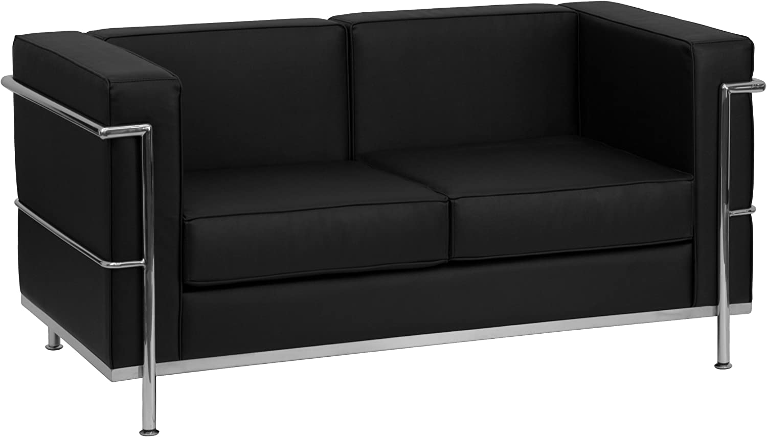Flash Furniture HERCULES Regal Series Contemporary Black LeatherSoft Loveseat with Encasing Frame