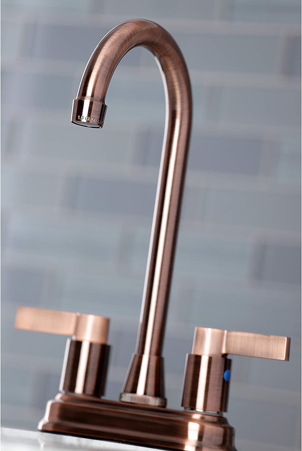 Kingston Brass KB849NDLAC NuvoFusion Bar Faucet, Antique Copper