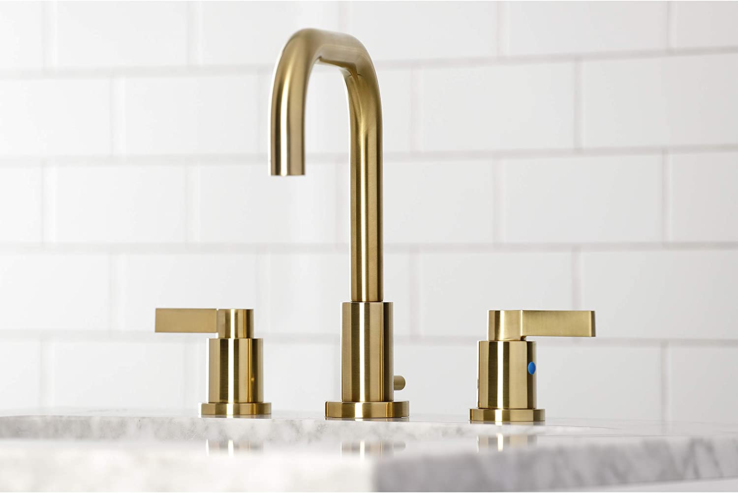 Kingston Brass FSC8933NDL NuvoFusion Widespread Bathroom Faucet, Brushed Brass