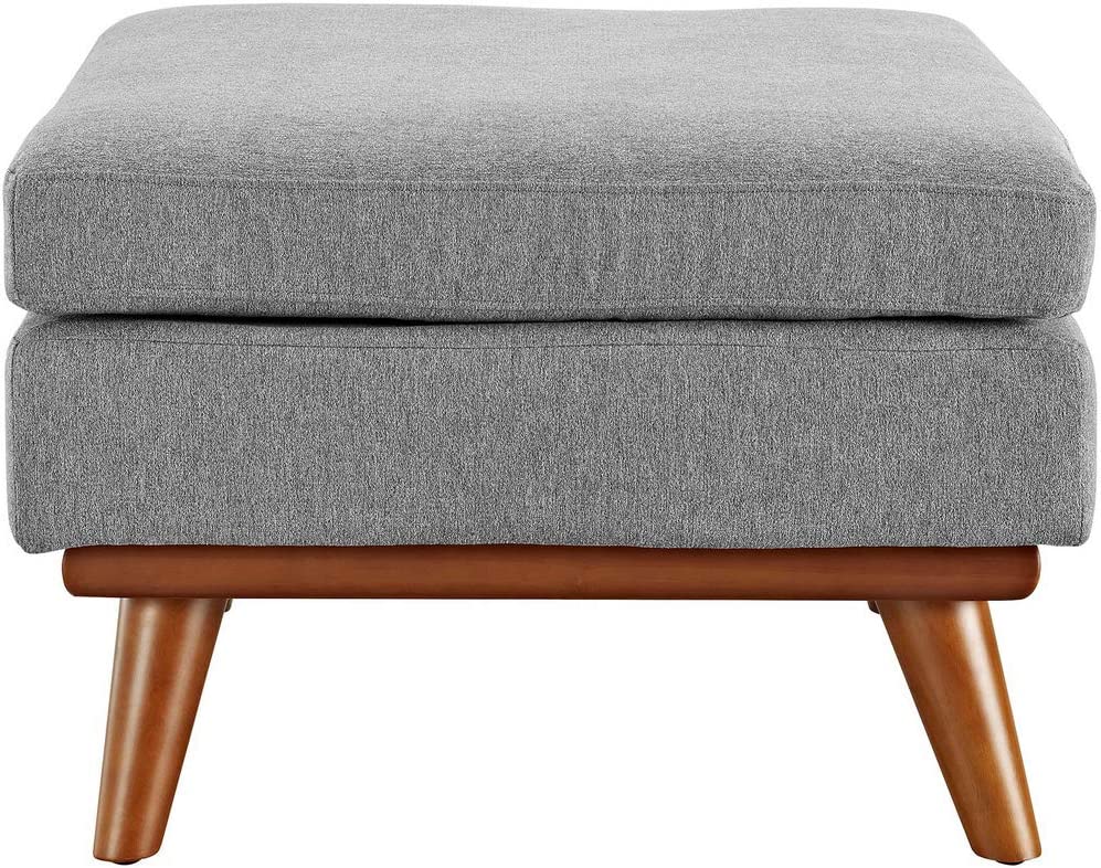 Modway Engage Mid-Century Modern Upholstered Fabric Ottoman in Expectation Gray