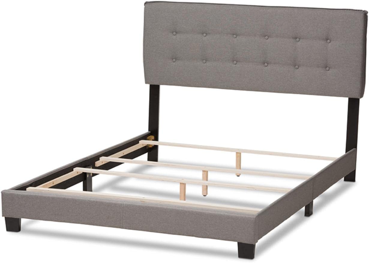 Baxton Studio Audrey Modern and Contemporary Light Grey Fabric Upholstered Queen Size Bed