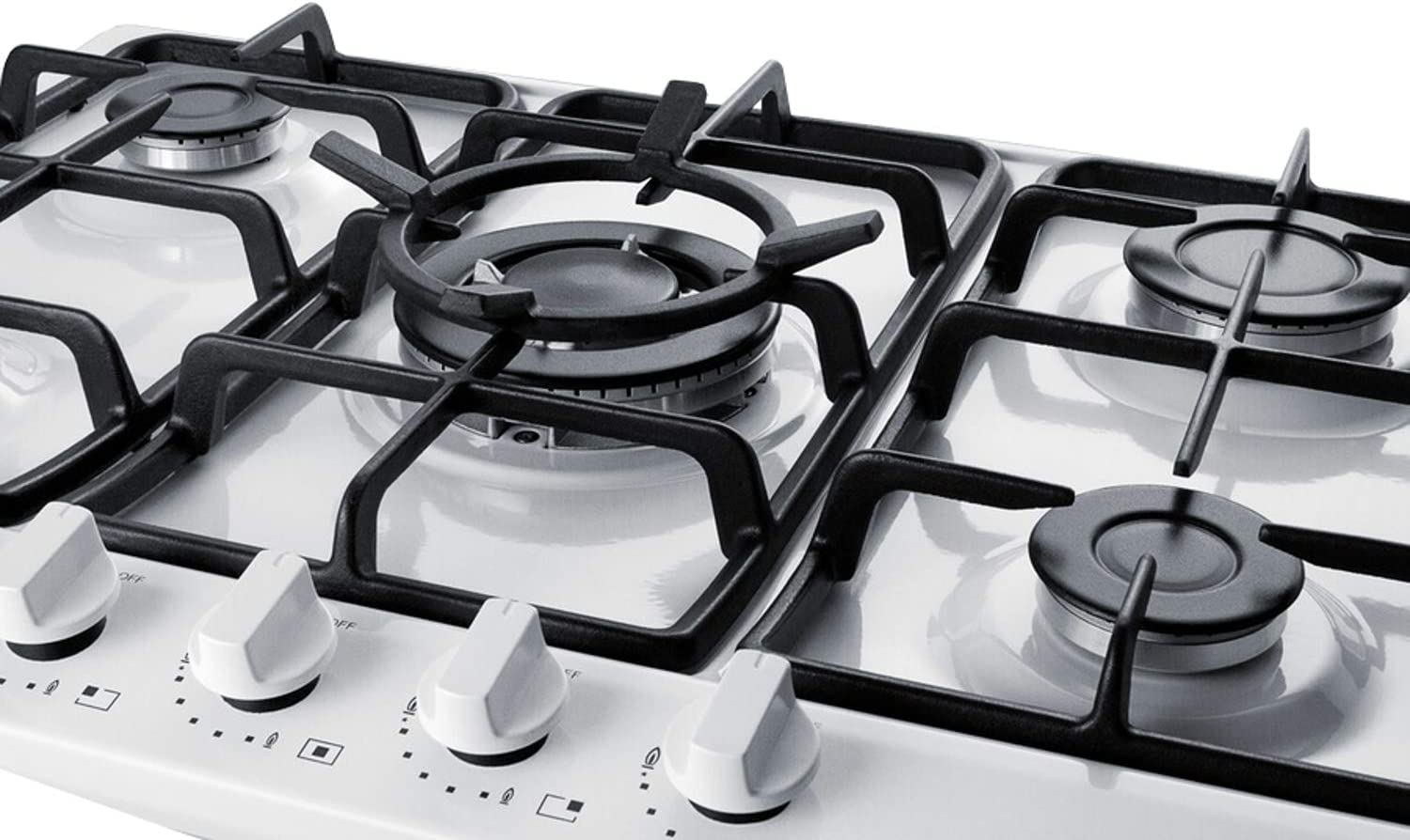 Summit GC5271W 27&#34;&#34; Gas Cooktop with 5 Sealed Burners Wok Ring Continuous Cast Iron Grates in White