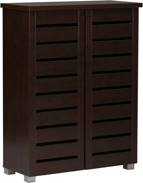 Wholesale Interiors Baxton Studio Adalwin Modern and Contemporary 2-Door Dark Brown Wooden Entryway Shoes Storage Cabinet