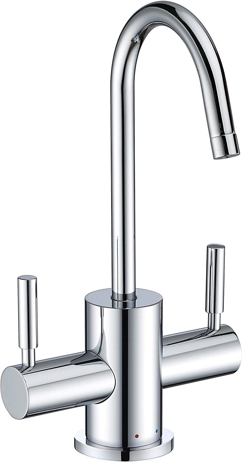 Whitehaus Collection WHFH-HC1010-PN Forever Point of Use Instant Cold Faucet with Contemporary Spout and Self Closing Hot Water Handle, Polished Nickel