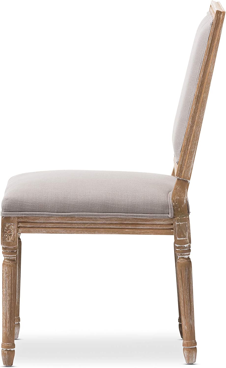 Baxton Studio Clairette Beige Linen French Style Natural Oak Wood Accent Chair