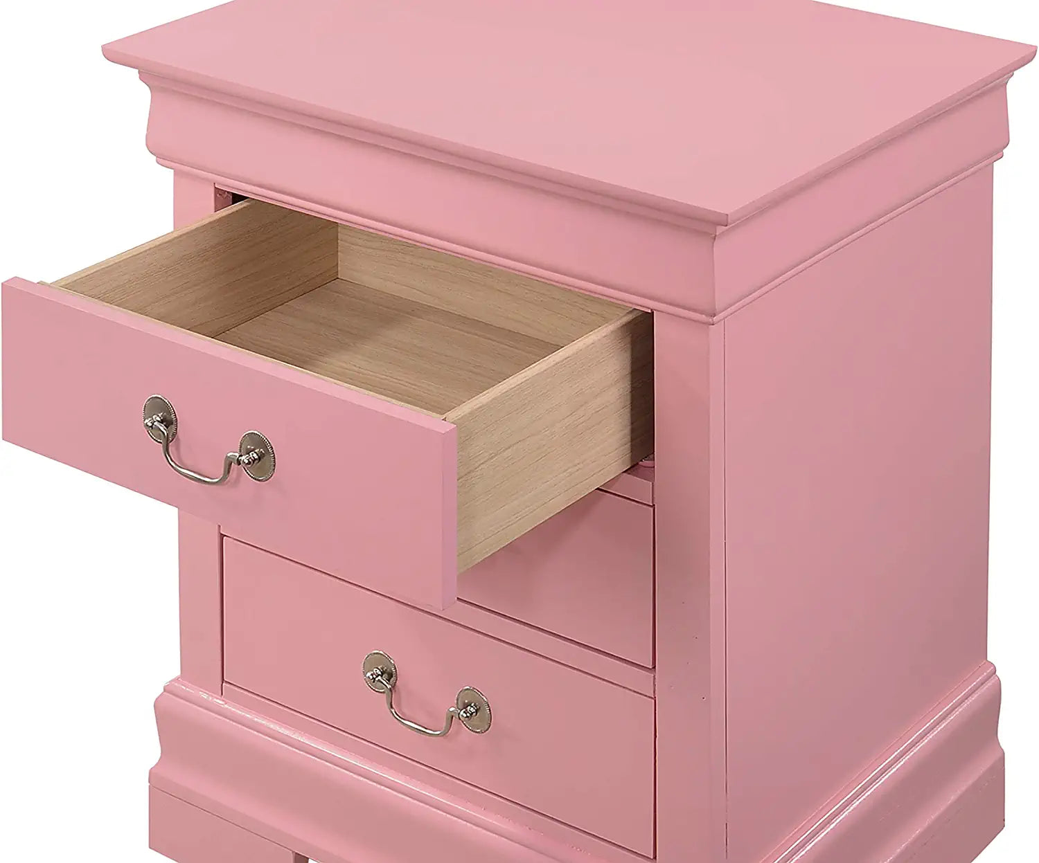 Glory Furniture 3 Drawer Nightstand, 29&#34;H X 21&#34;W X 16&#34;D, Pink