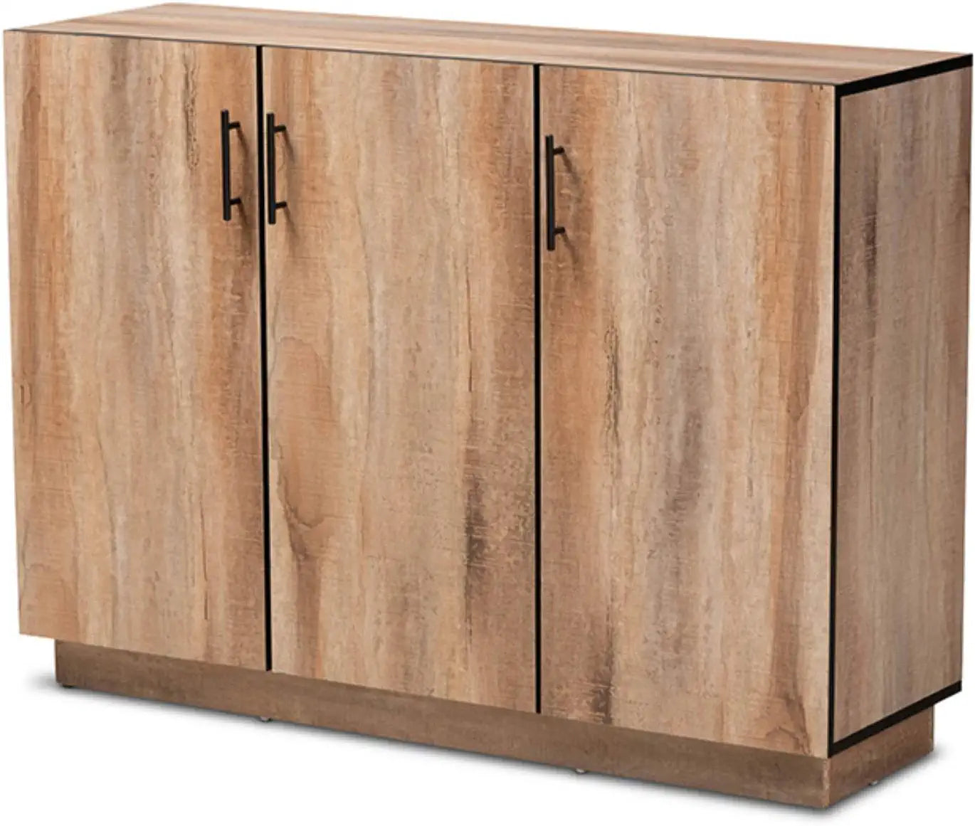 Baxton Studio Patton Modern and Contemporary Natural Oak Finished Wood 3-Door Dining Room Sideboard Buffet