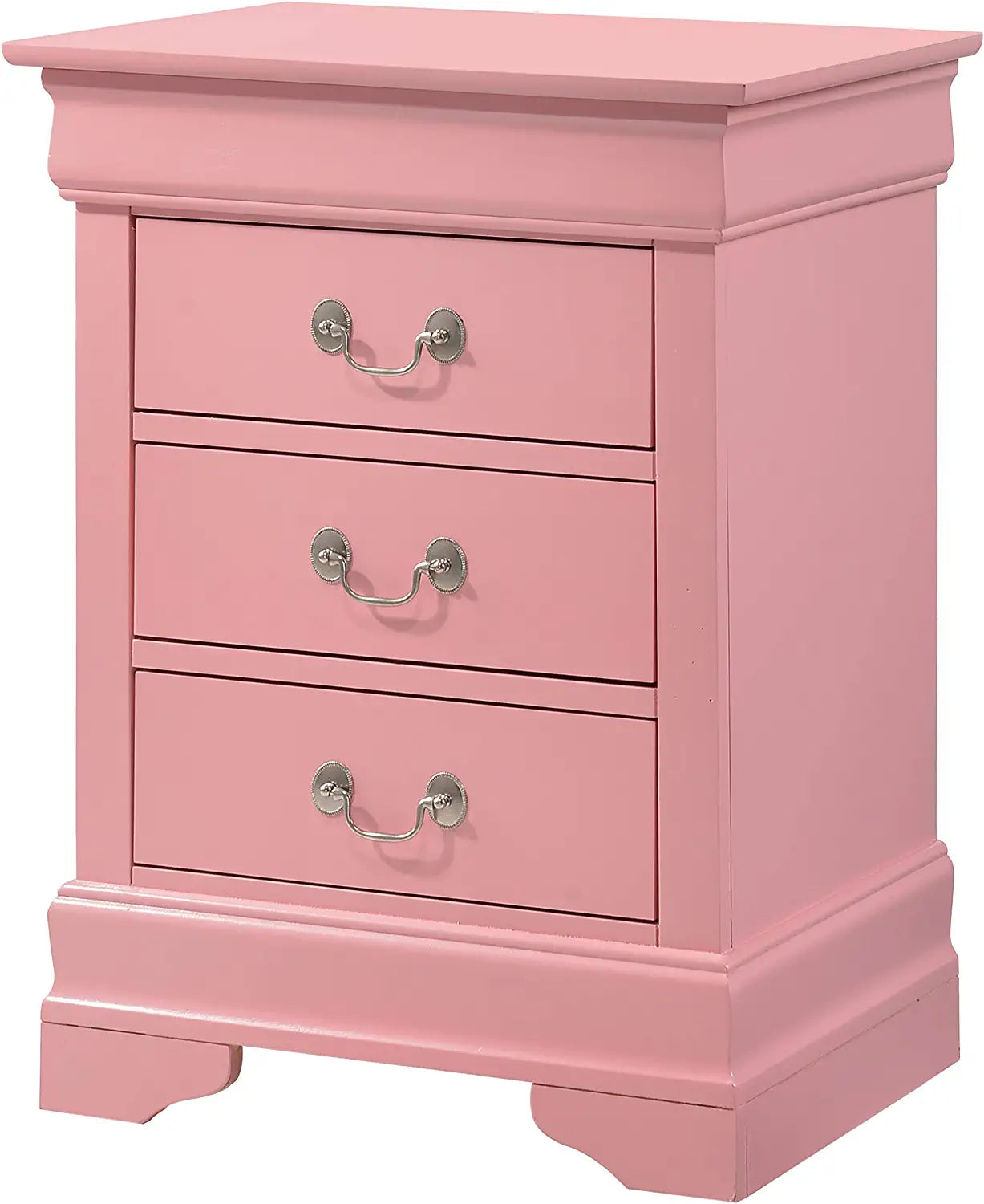 Glory Furniture 3 Drawer Nightstand, 29&#34;H X 21&#34;W X 16&#34;D, Pink