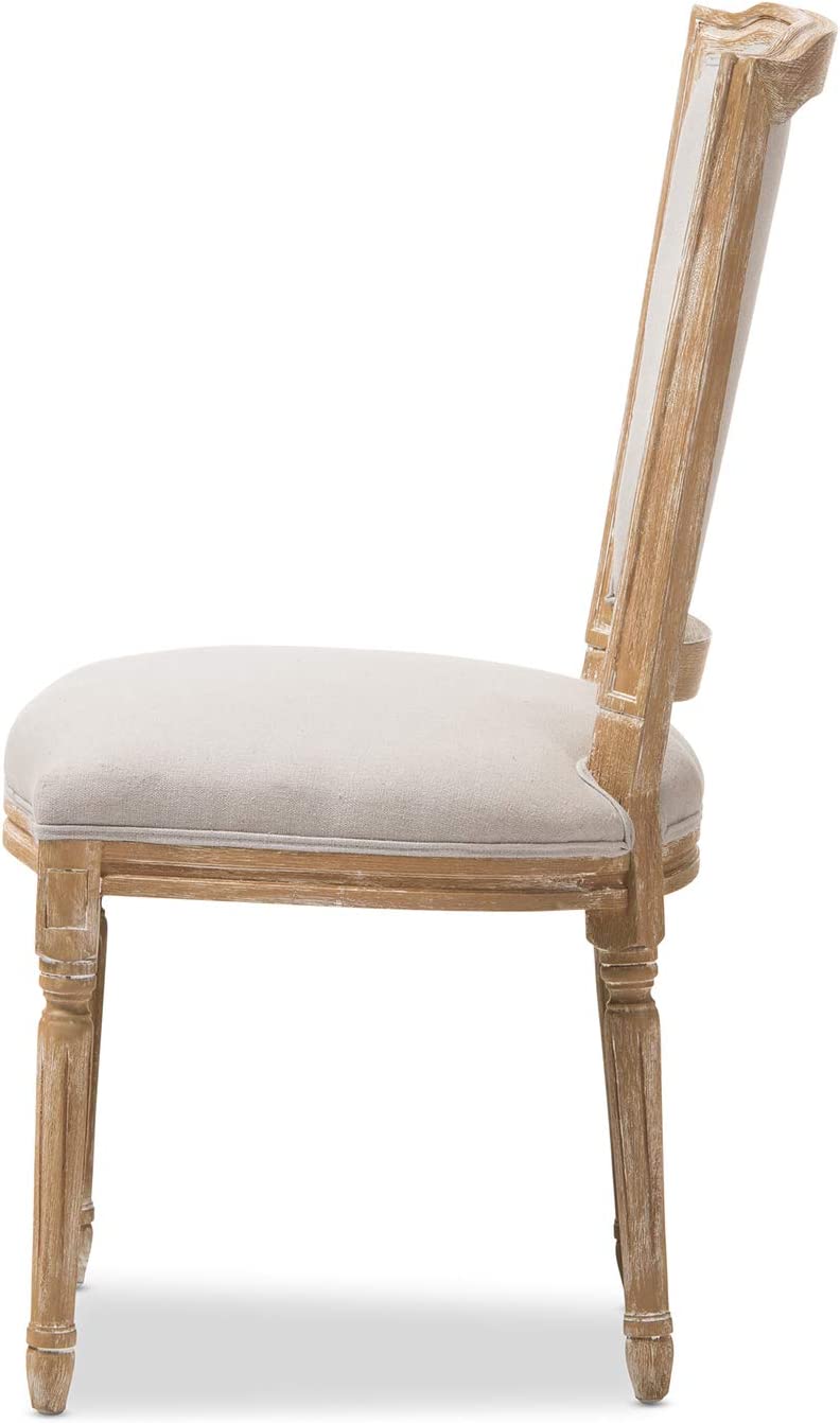 Baxton Studio Cadencia French Vintage Cottage Upholstered Dining Side Chair