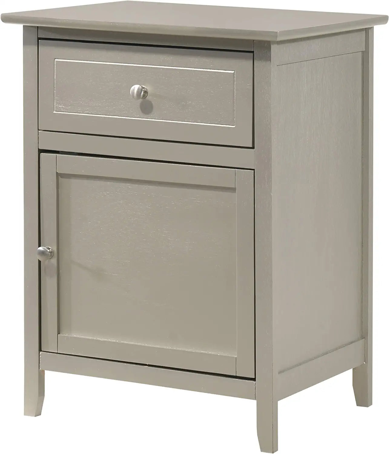 Glory Furniture 1 Drawer /1 Door Nightstand, Silver Champagne