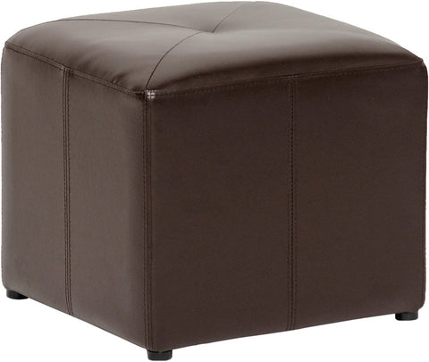 Baxton Studio Brown Lave Cube Shaped Bonded Leather Ottoman, Small
