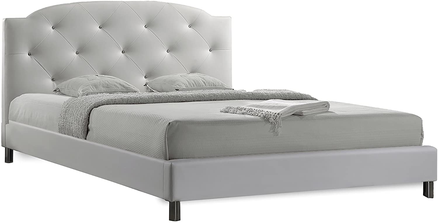 Baxton Studio Canterbury White Leather Contemporary Full-Size Bed