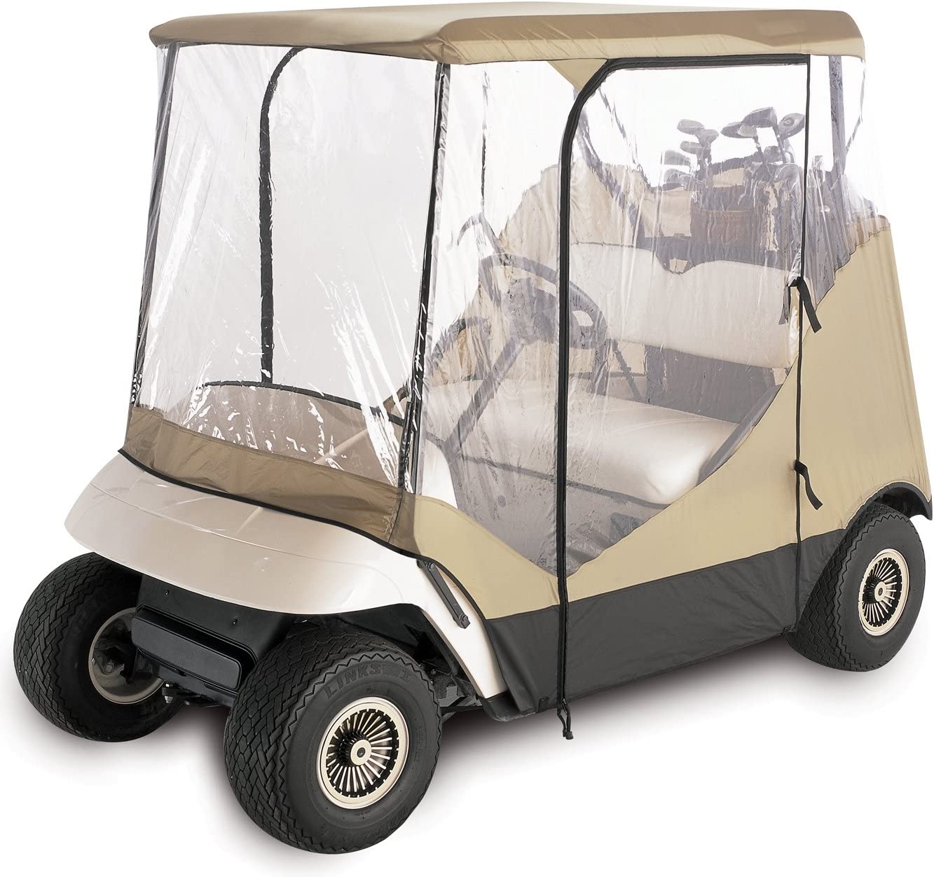 Classic Accessories Fairway Travel 4-Sided 2-Person Golf Cart Enclosure, Tan