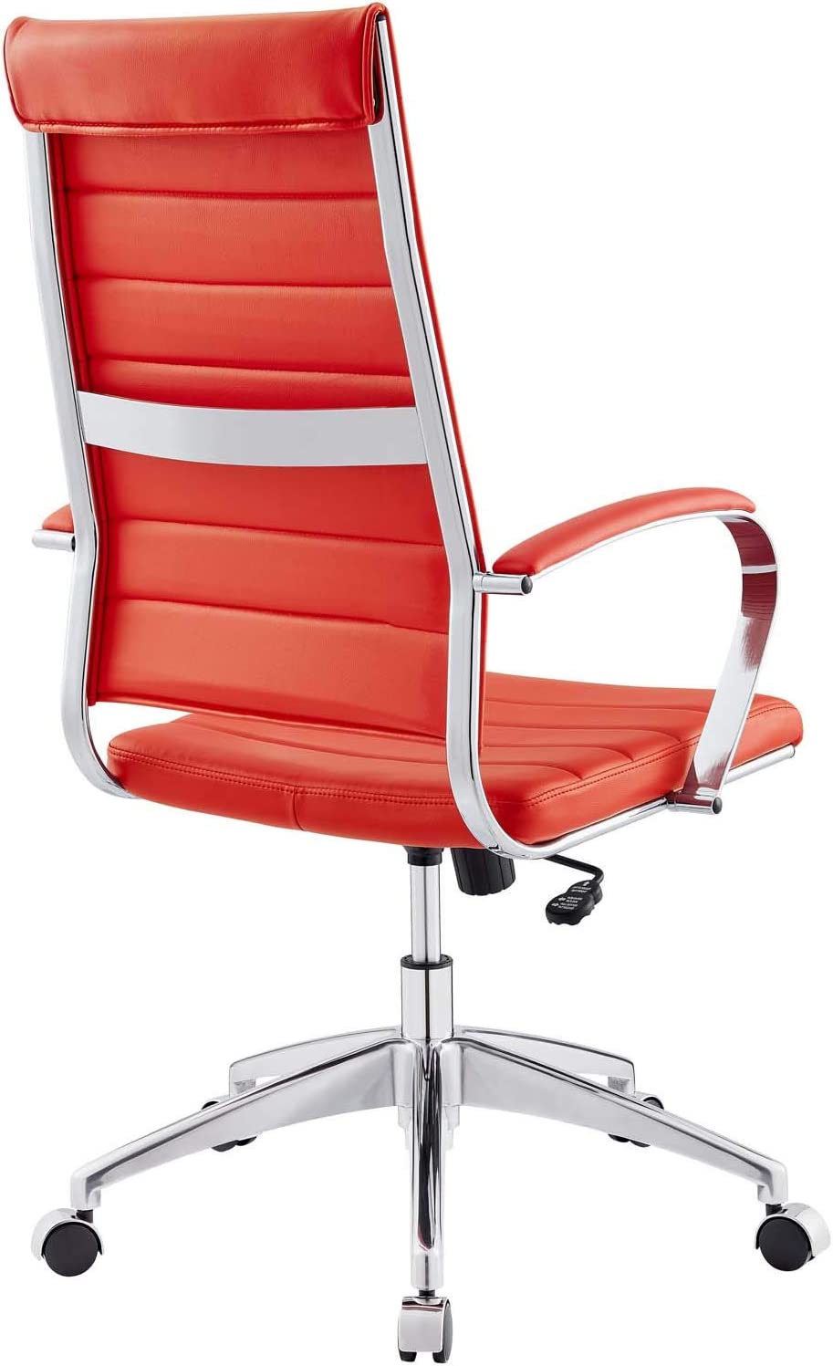 Modway Jive Ribbed High Back Tall Executive Swivel Office Chair With Arms In Red