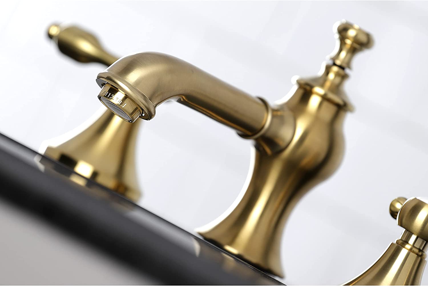 Kingston Brass KC7067TAL Tudor 8 in. Widespread Bathroom Faucet, Brushed Brass