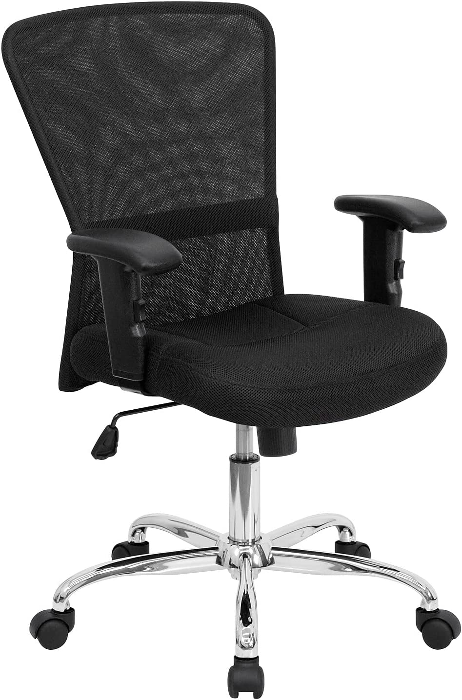 Flash Furniture Mid-Back Black Mesh Contemporary Swivel Task Office Chair with Chrome Base and Adjustable Arms