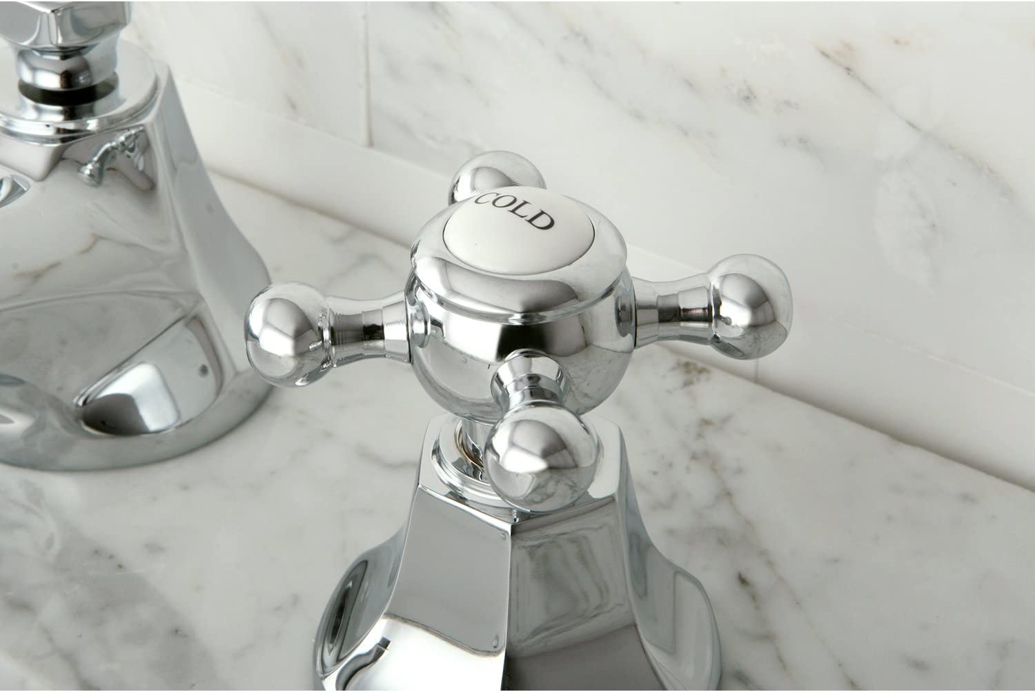 Kingston Brass KS4461BX Metropolitan Widespread Lavatory Faucet with Metal Cross Handle, Polished Chrome